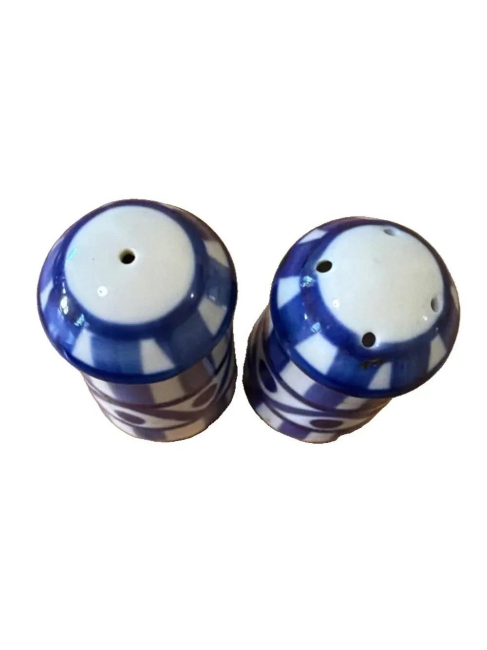 Dansk Arabesque Salt And Peppers Shaker Set Ceramic Mid Century Blue White